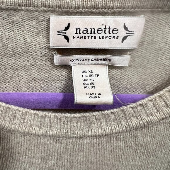 Nanette Lepore 100% Cashmere w FLAW Colorblock Crewneck Sweater XS Lightweight - Picture 2 of 8